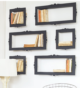 How about THIS grand concept... Old shadowbox frames! Genius! Mind you, I recognize someone has handcrafted these, but different shapes and sizes, even different colors, would be just as unique and intriguing.