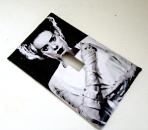 Single Toggle Light Switch Plate Cover of the Bride of Frankenstein (the hauntingly lovely Elsa Lanchester) ~ You can find this, and more, at SokayDesigns' Etsy store! But wait, there's more...!